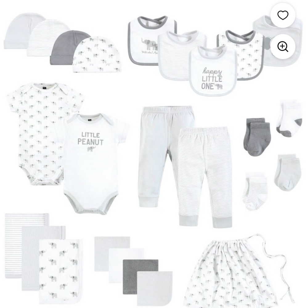 Hudson Baby White and Light Gray Elephant 25 Piece Set - Picture 4 of 4